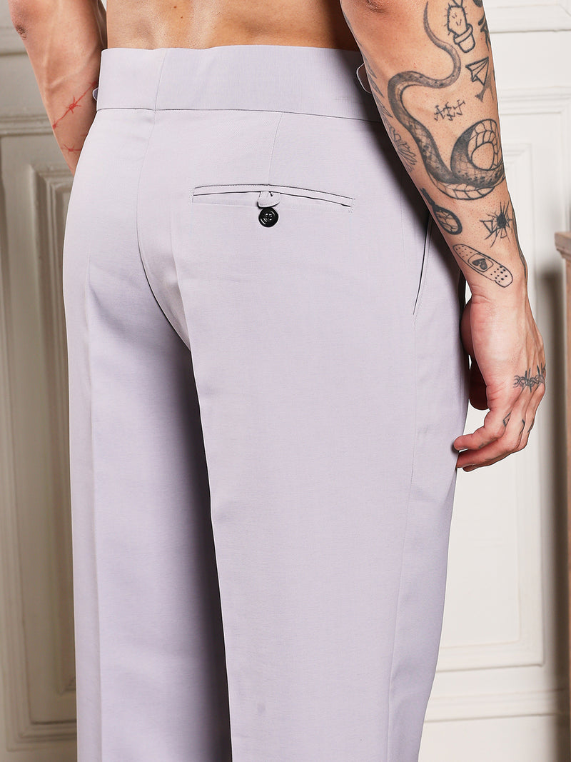 Loose Fit Double Button Light Grey Gurkha Pants