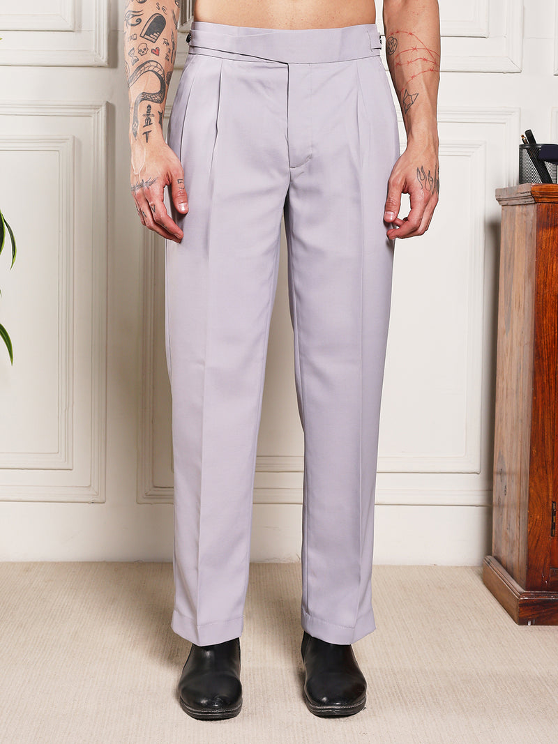 Loose Fit Classic Button Light Grey Gurkha Pants