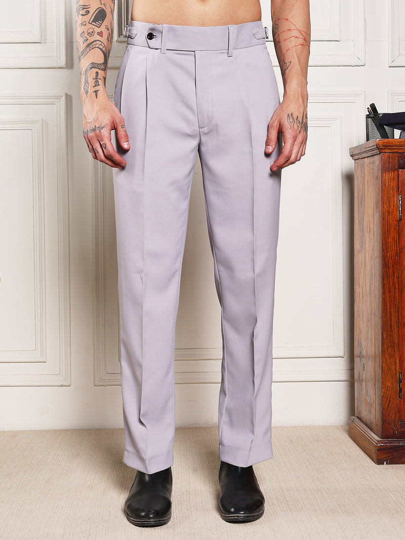 Loose Fit Signature Buckle Light Grey Gurkha Pants