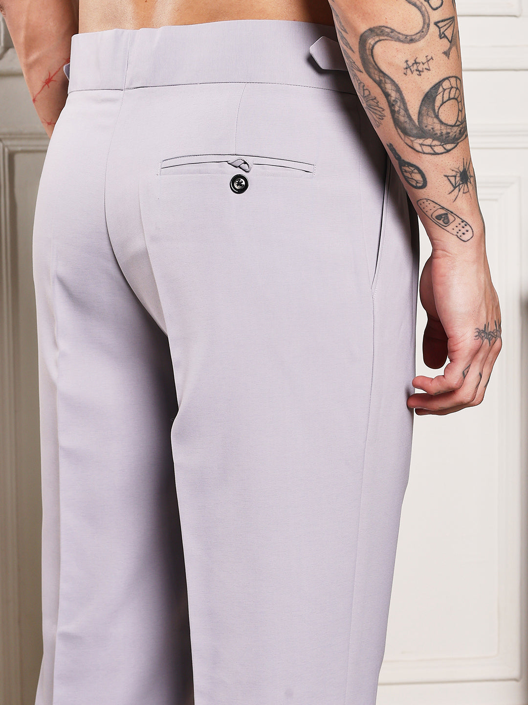 Loose Fit Signature Buckle Light Grey Gurkha Pants