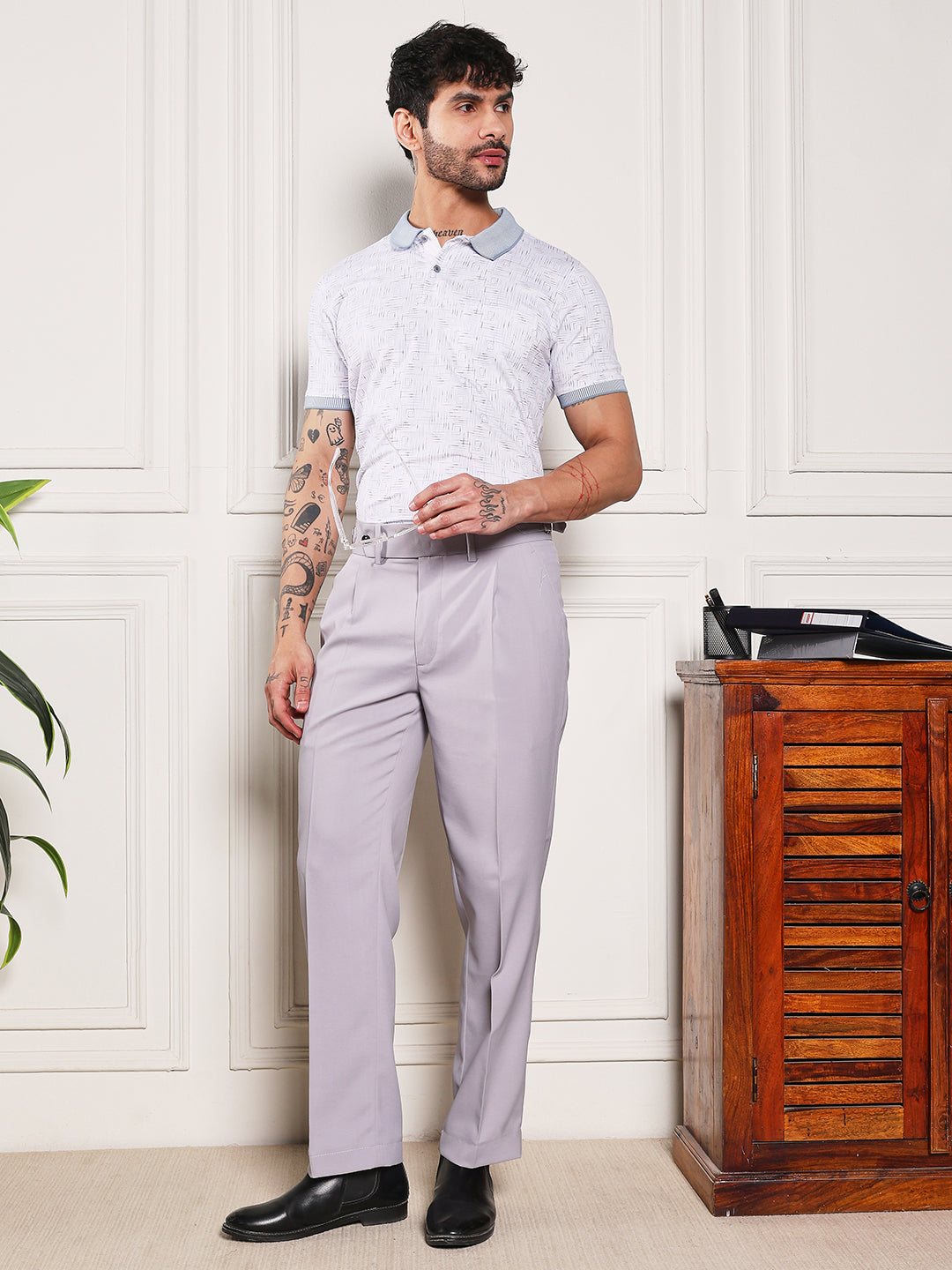 Loose Fit Signature Buckle Light Grey Gurkha Pants
