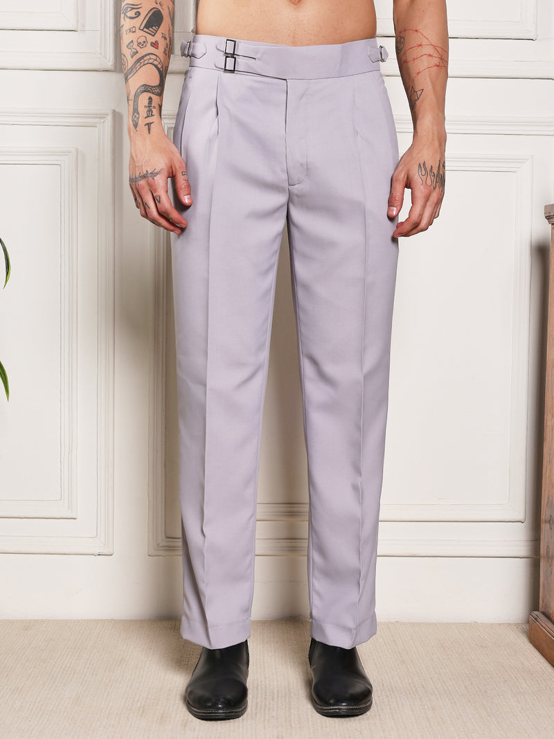 Loose Fit Double Buckle Light Grey Gurkha Pants
