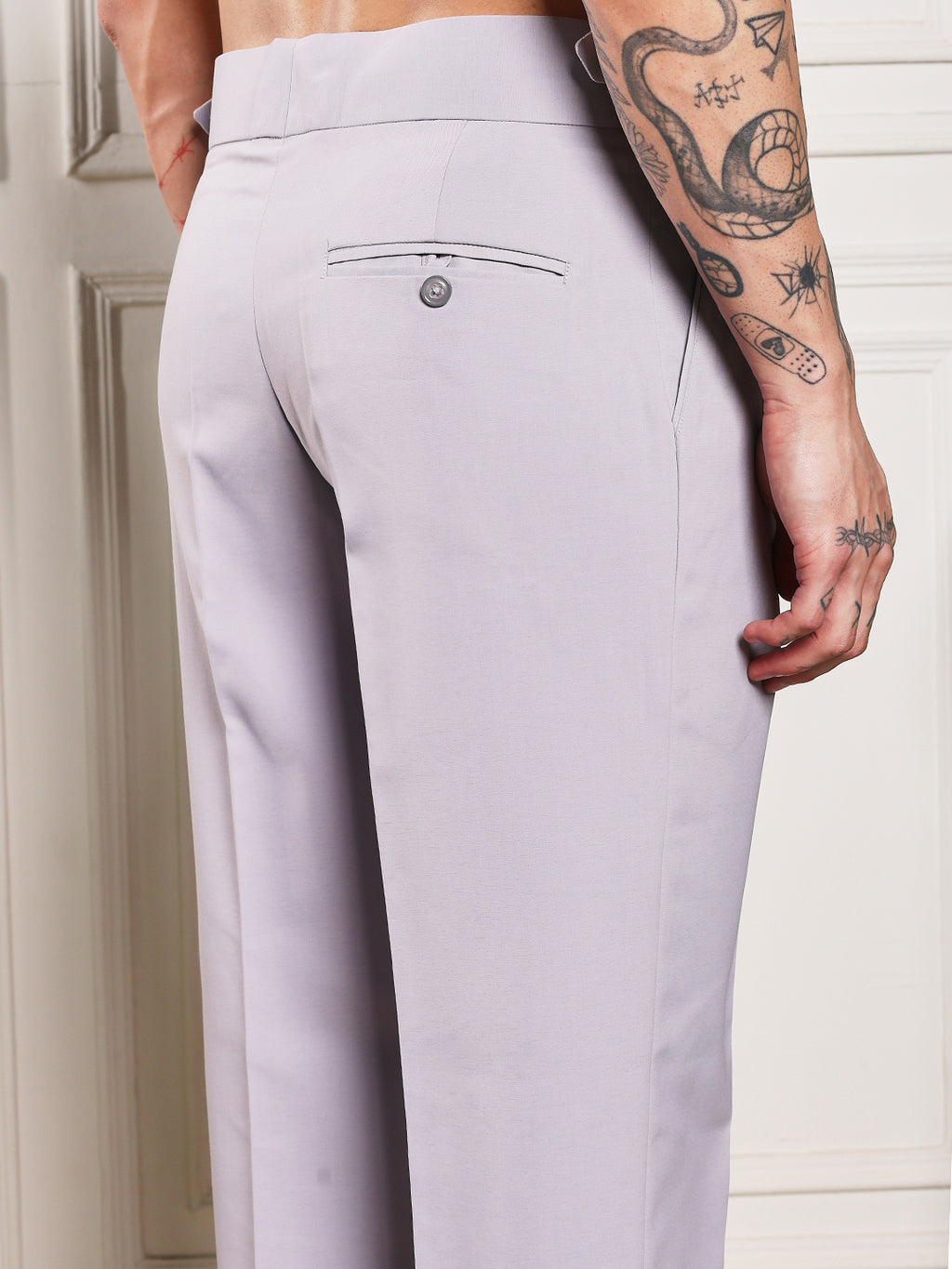 Loose Fit Double Buckle Light Grey Gurkha Pants