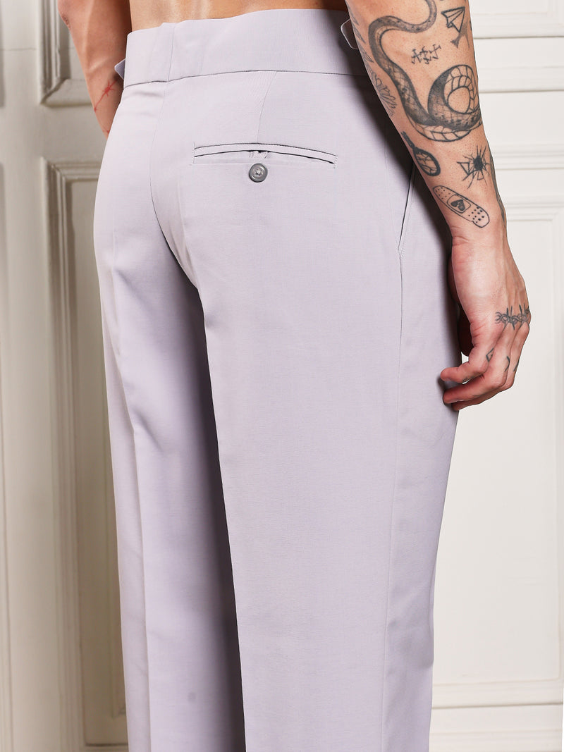 Loose Fit Double Buckle Light Grey Gurkha Pants