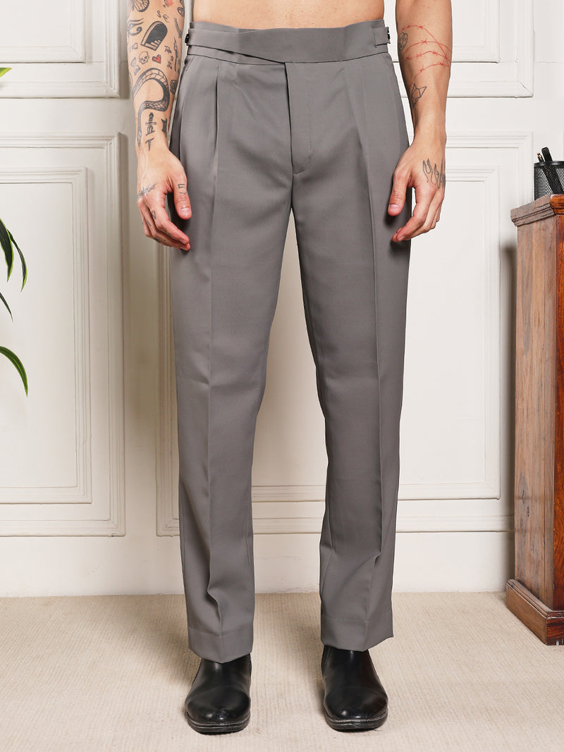 Loose Fit Classic Button Perfect Grey Gurkha Pants