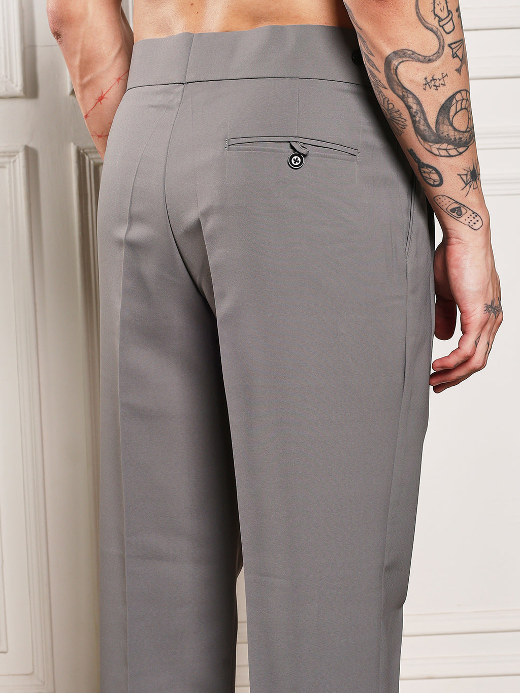 Loose Fit Classic Button Perfect Grey Gurkha Pants