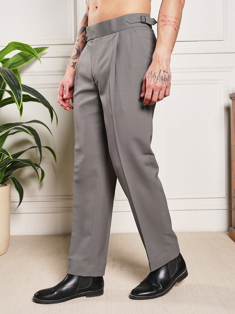 Loose Fit Double Button Perfect Grey Gurkha Pants