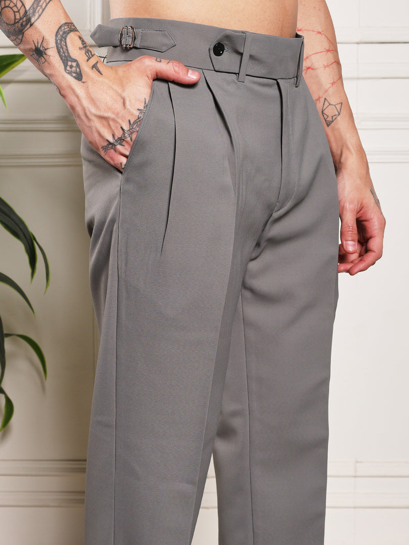 Loose Fit Signature Buckle Perfect Grey Gurkha Pants