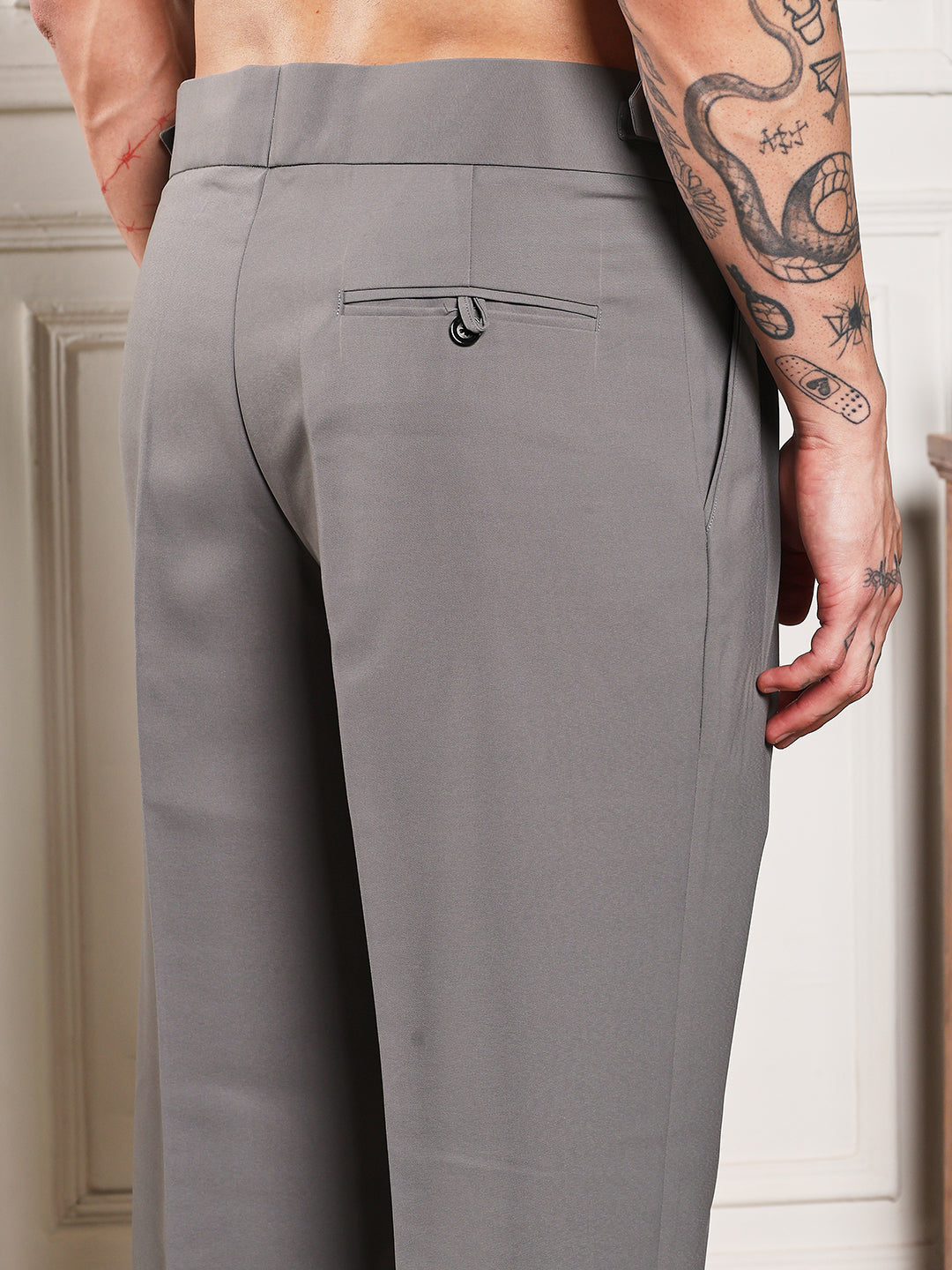 Loose Fit Signature Buckle Perfect Grey Gurkha Pants