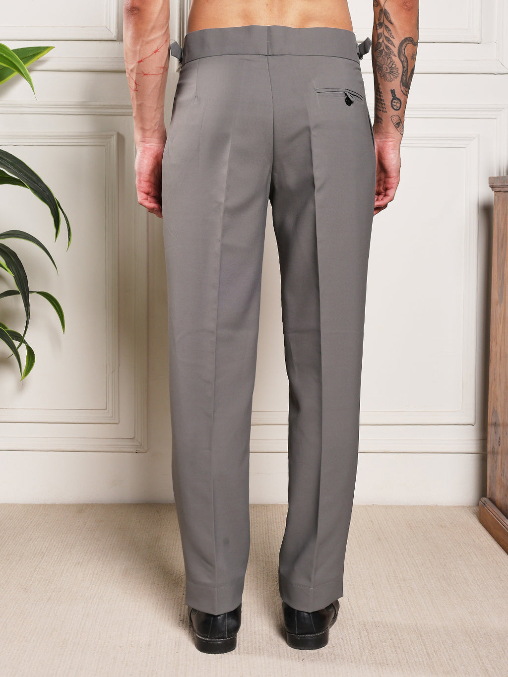 Loose Fit Signature Buckle Perfect Grey Gurkha Pants