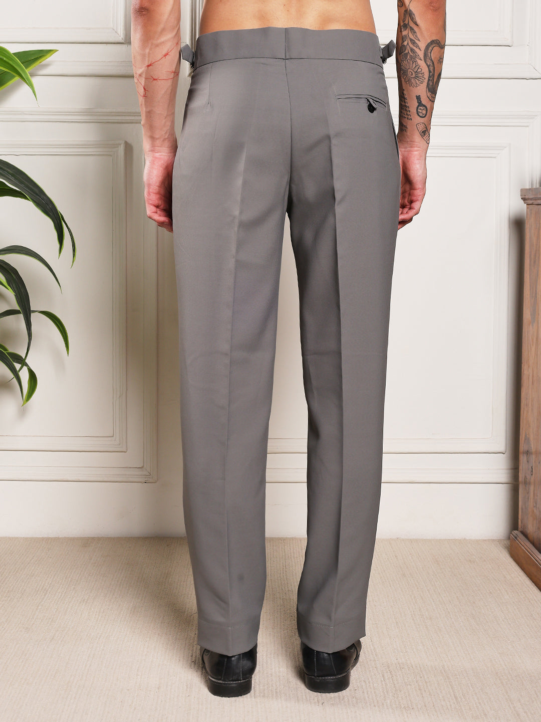 Loose Fit Signature Buckle Perfect Grey Gurkha Pants