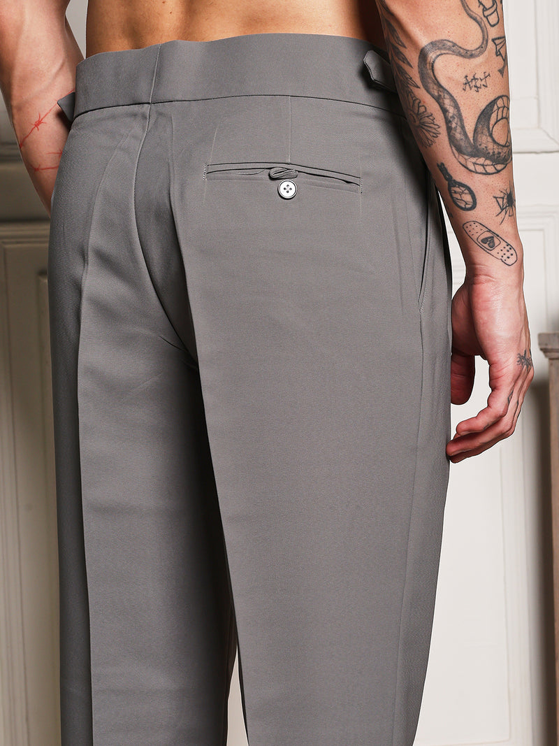 Loose Fit Single Buckle Prefect Grey Gurkha Pants