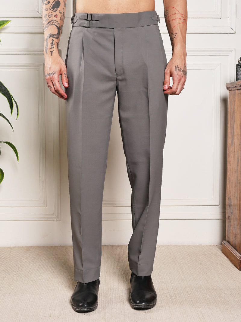 Loose Fit Double Buckle Perfect Grey Gurkha Pants