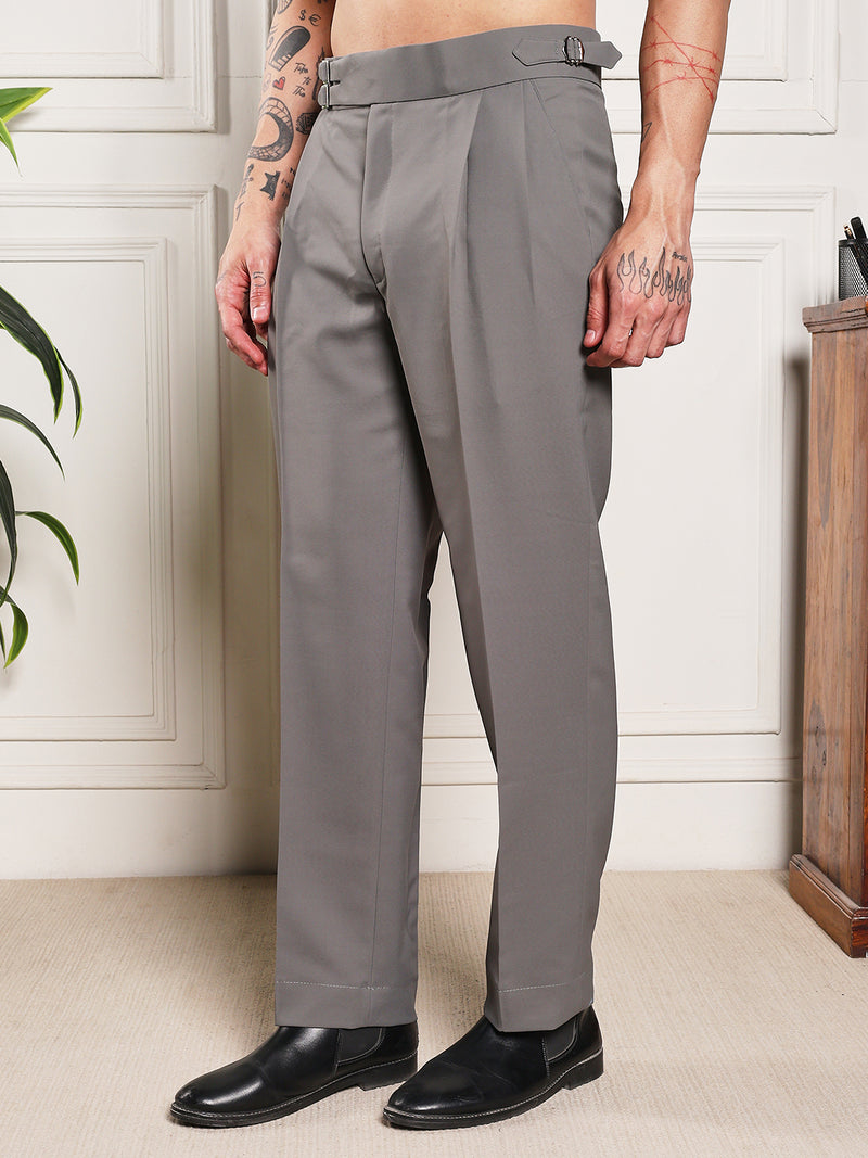 Loose Fit Double Buckle Perfect Grey Gurkha Pants