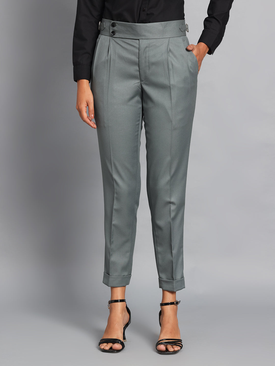 Double Button Olive Green Ladies Gurkha Pant