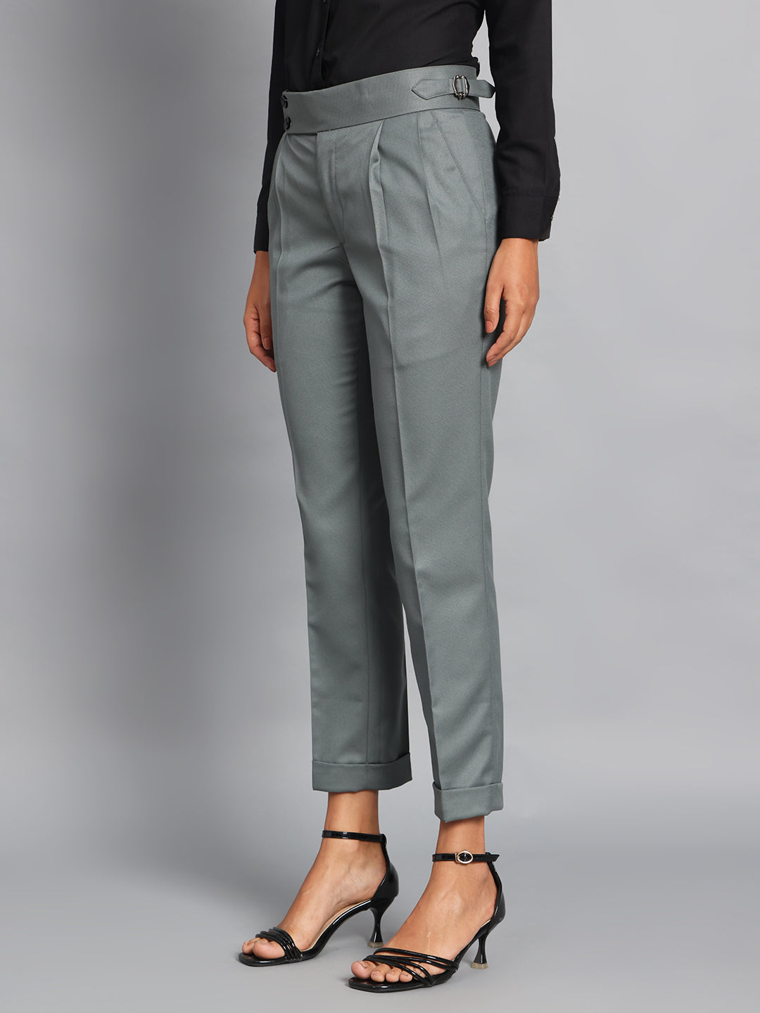 Double Button Olive Green Ladies Gurkha Pant