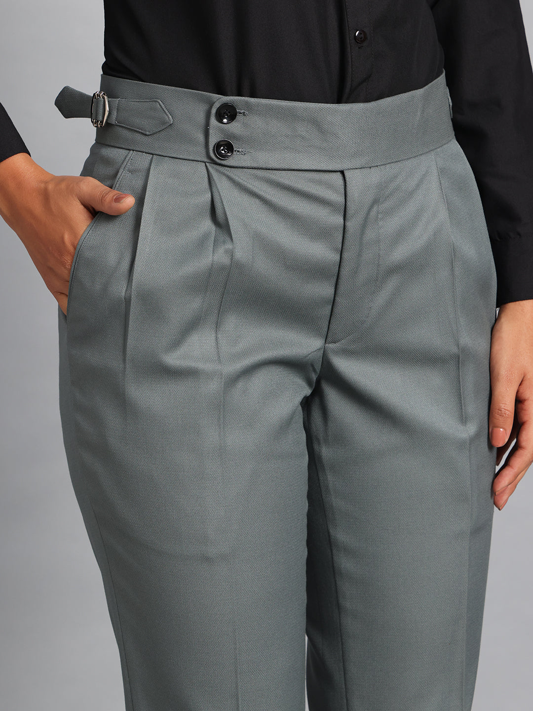 Double Button Olive Green Ladies Gurkha Pant