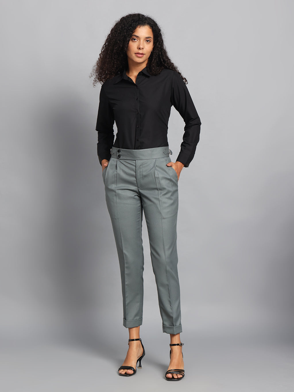 Double Button Olive Green Ladies Gurkha Pant