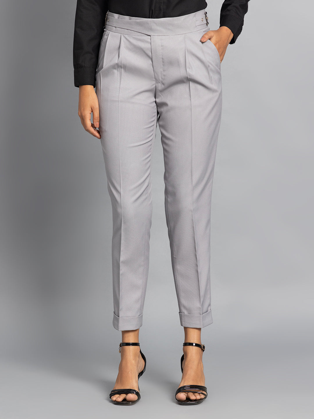 Classic Buckle Light Grey Ladies Gurkha Pant