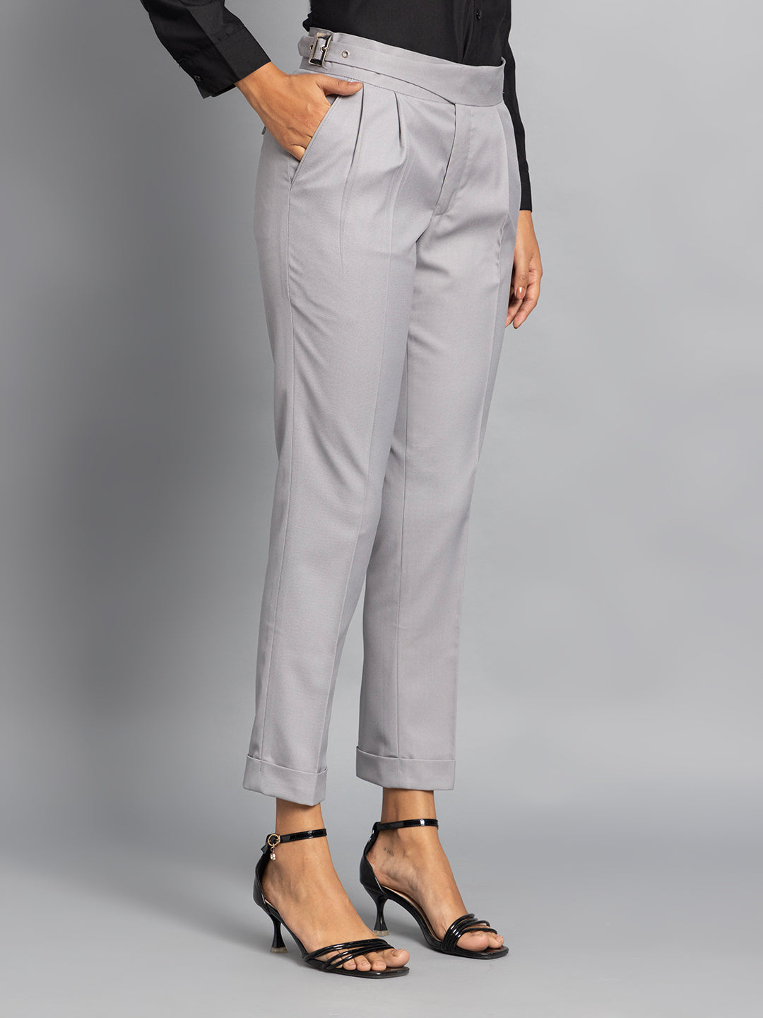 Classic Buckle Light Grey Ladies Gurkha Pant