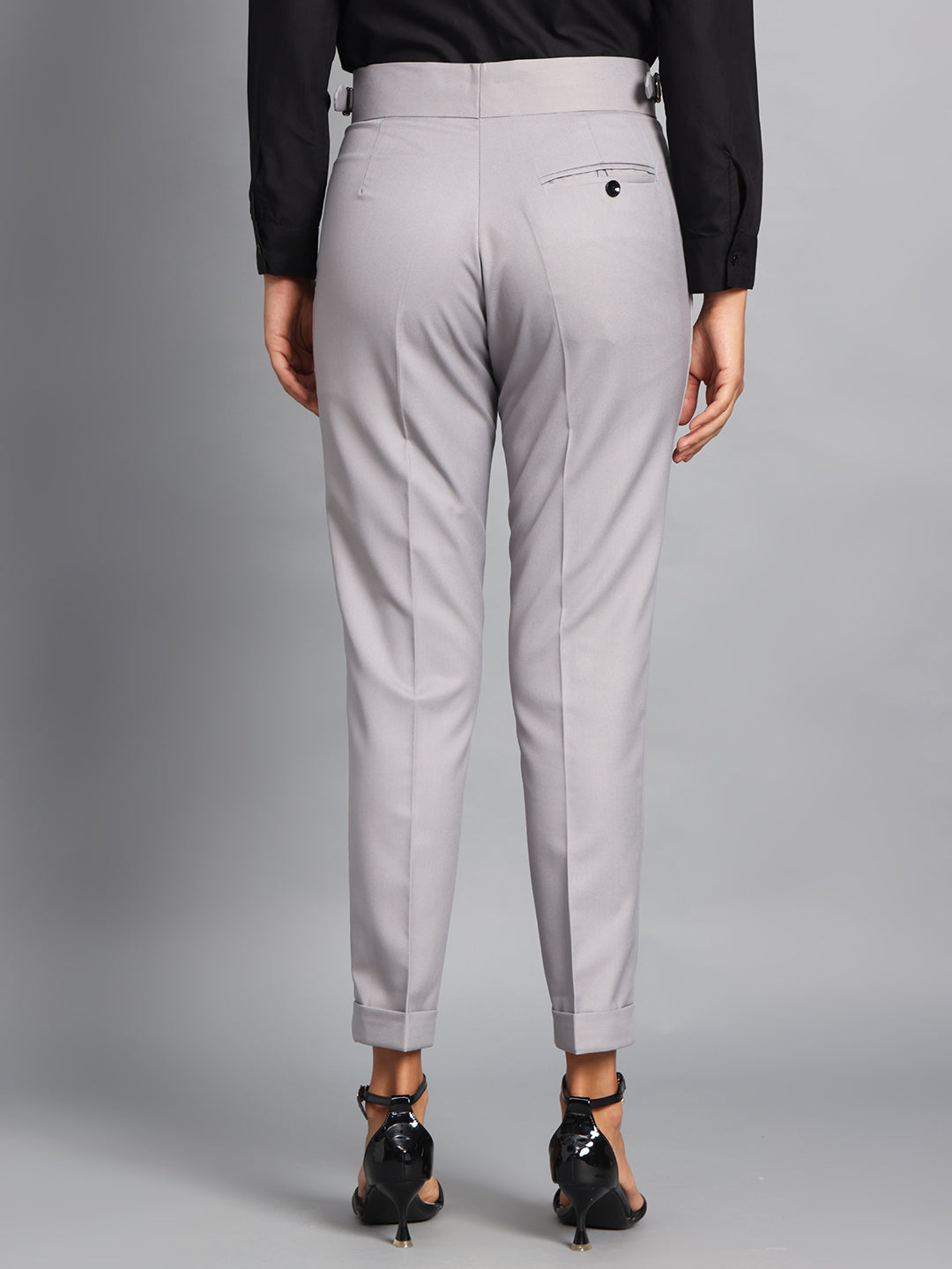 Double Button Light Grey Ladies Gurkha Pant
