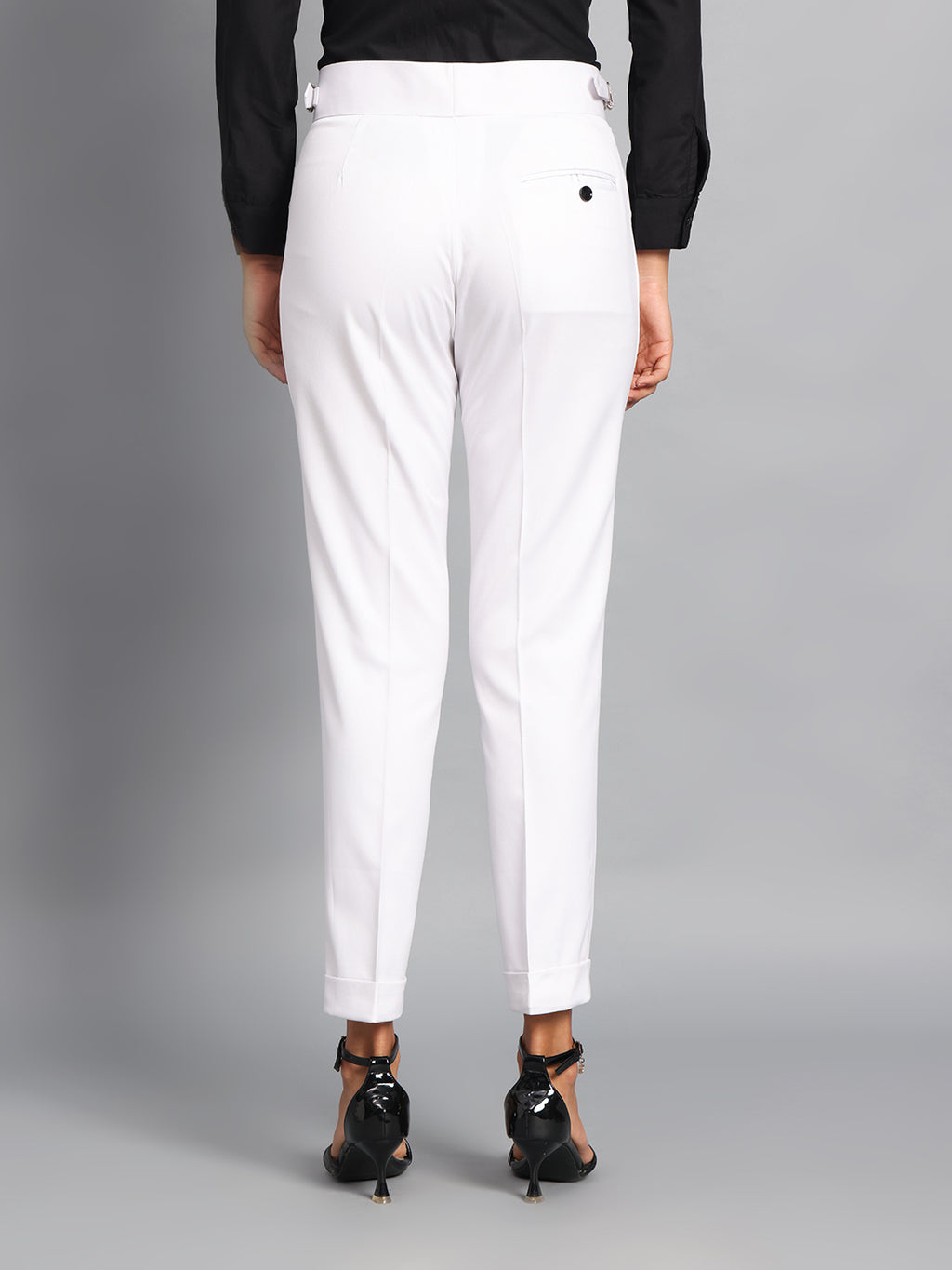 Double Button Royal White Ladies Gurkha Pant