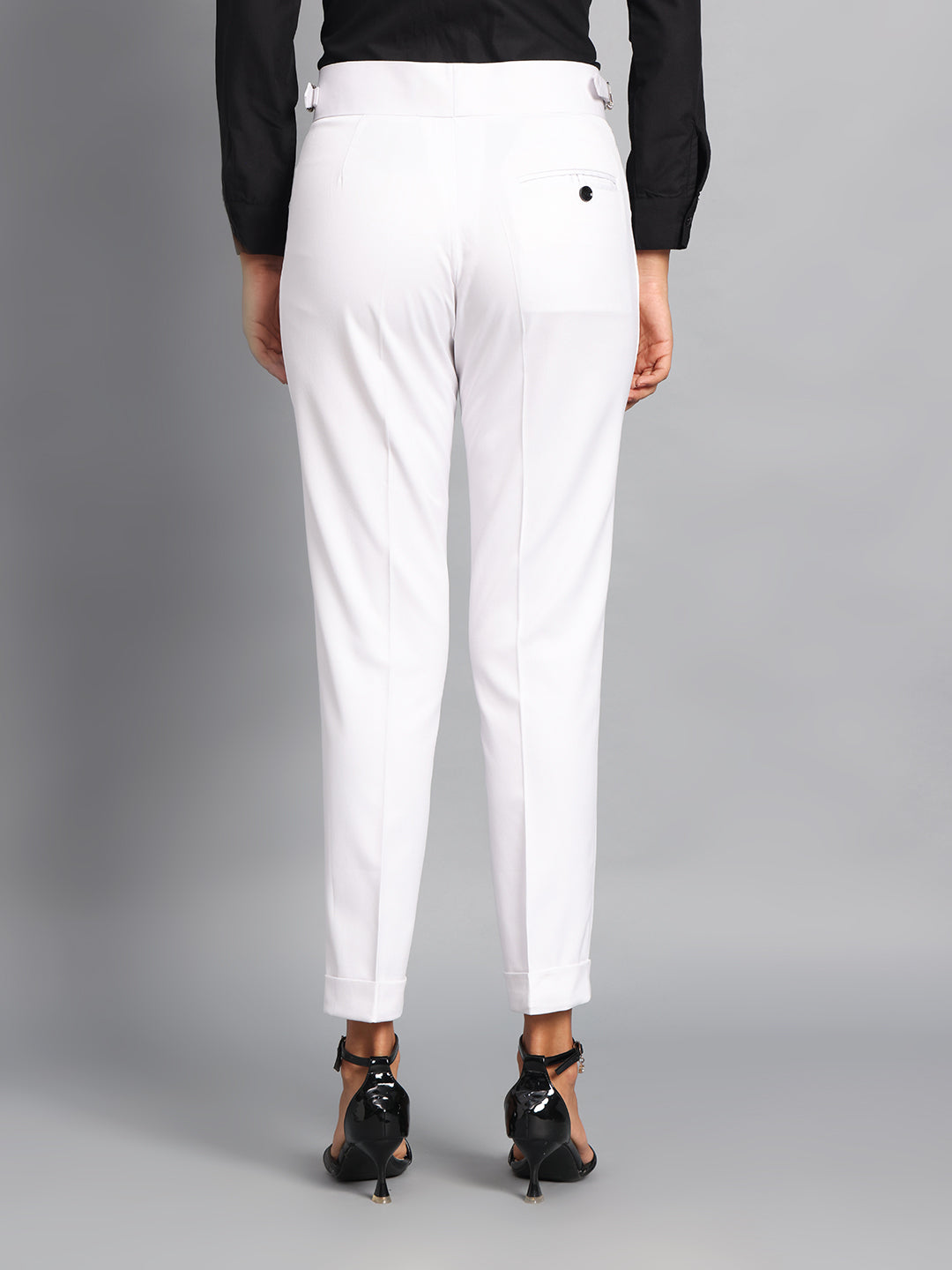 Double Button Royal White Ladies Gurkha Pant