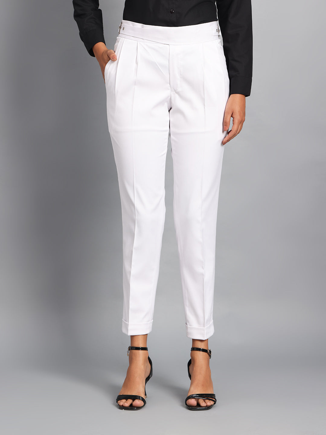 Classic Buckle Royal White Ladies Gurkha Pant