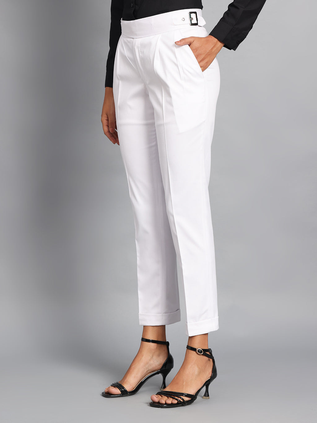 Classic Buckle Royal White Ladies Gurkha Pant