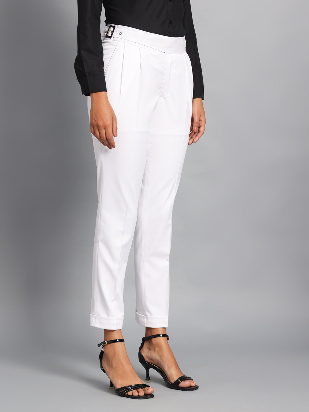 Classic Buckle Royal White Ladies Gurkha Pant