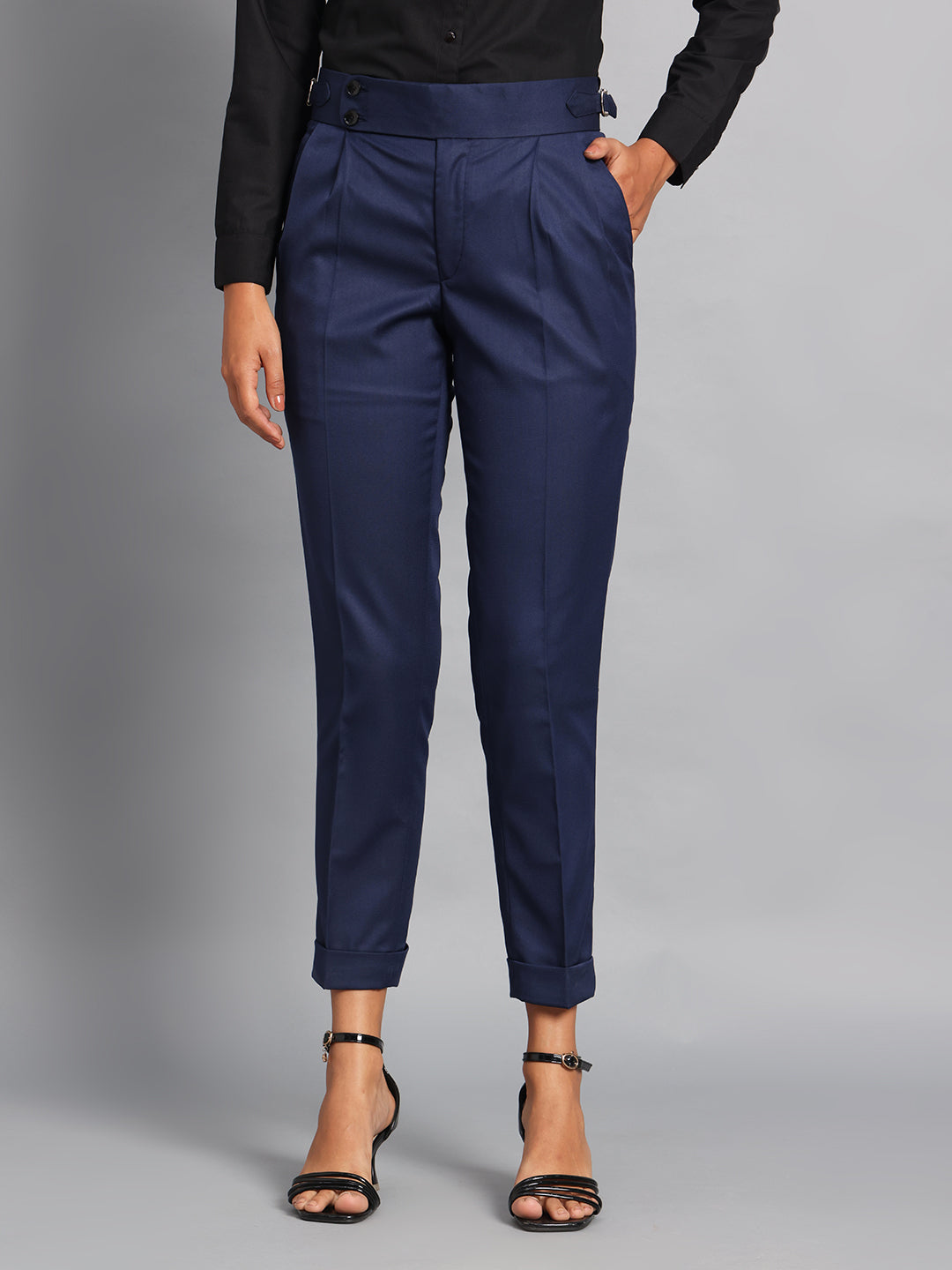 Double Button Navy Blue Ladies Gurkha Pant