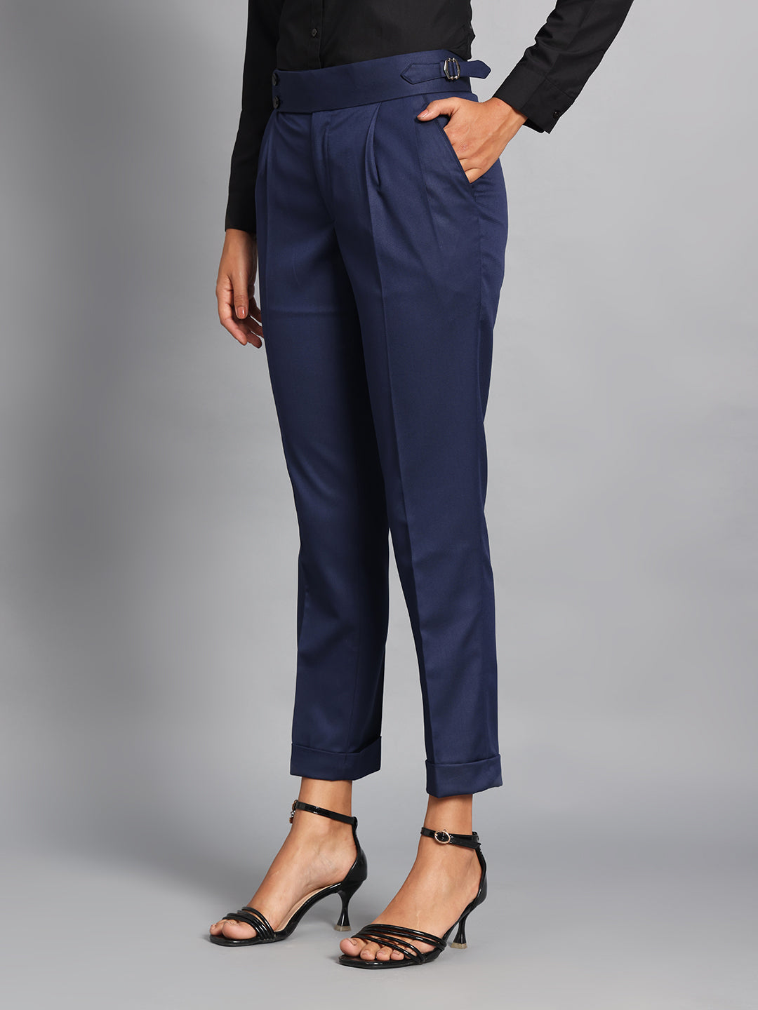 Double Button Navy Blue Ladies Gurkha Pant