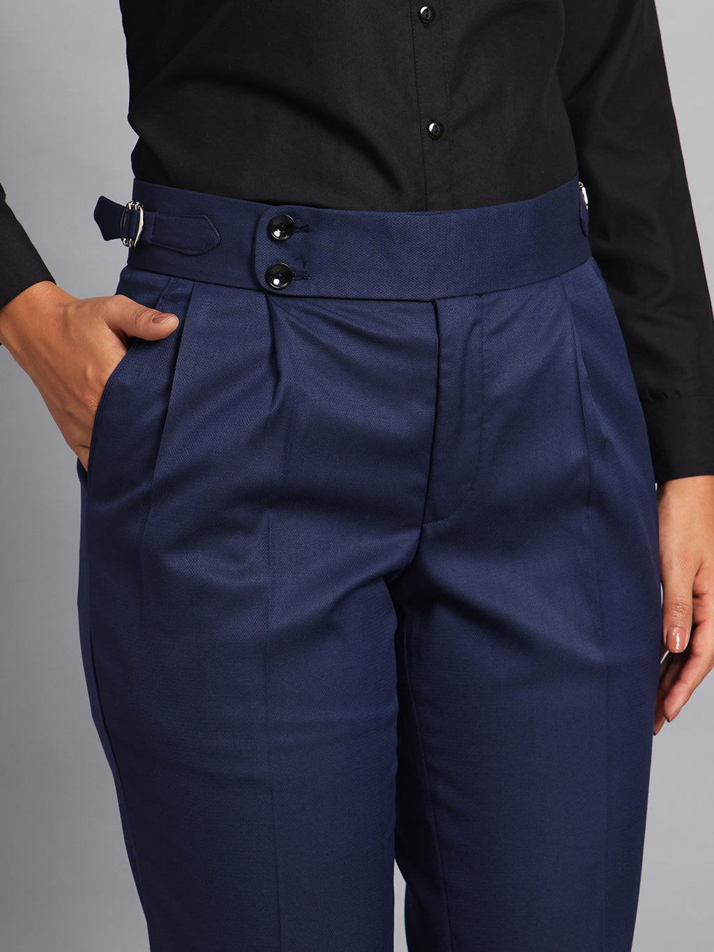 Double Button Navy Blue Ladies Gurkha Pant