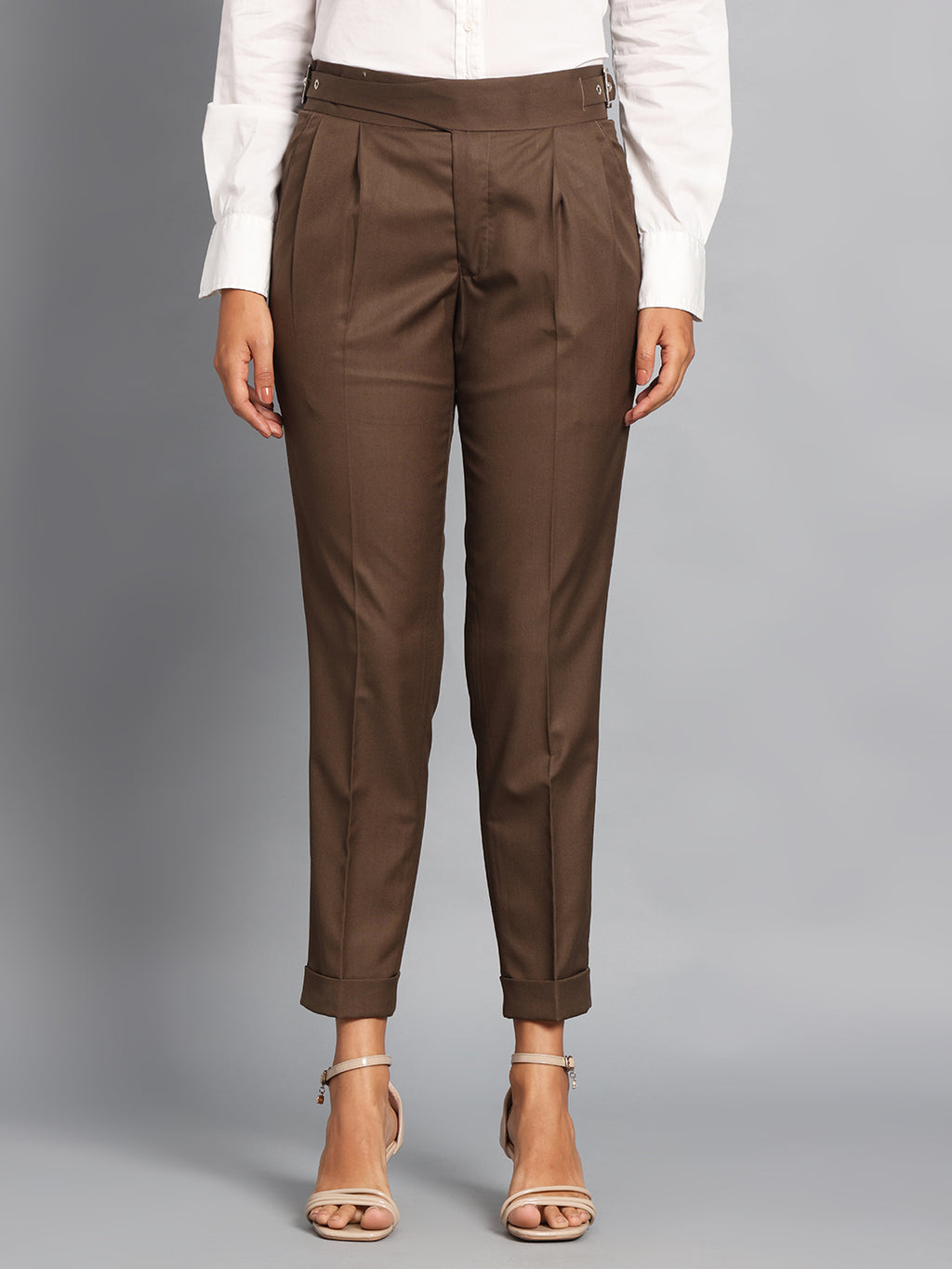 Classic Buckle Coffee Brown Ladies Gurkha Pant