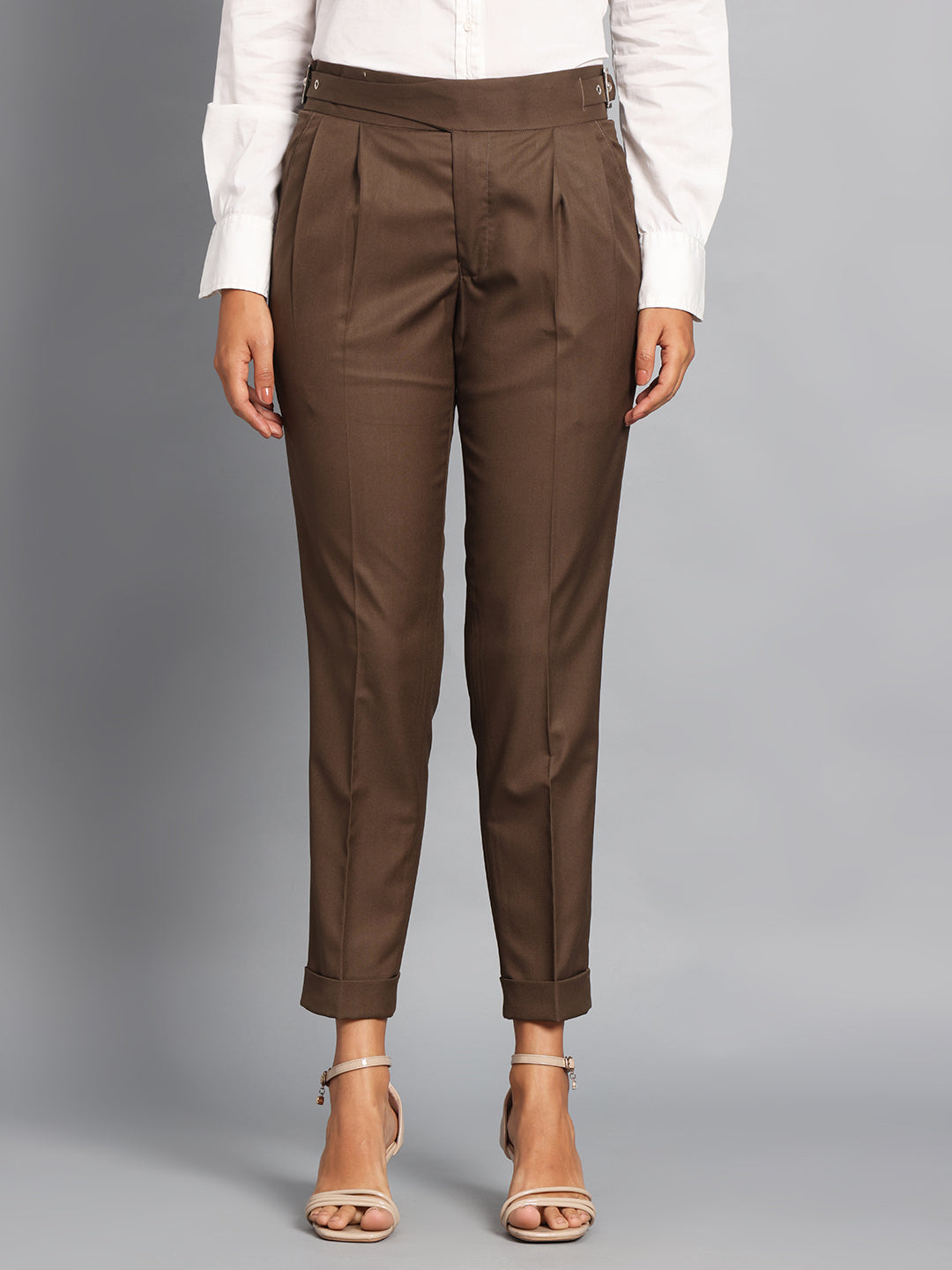 Classic Buckle Coffee Brown Ladies Gurkha Pant