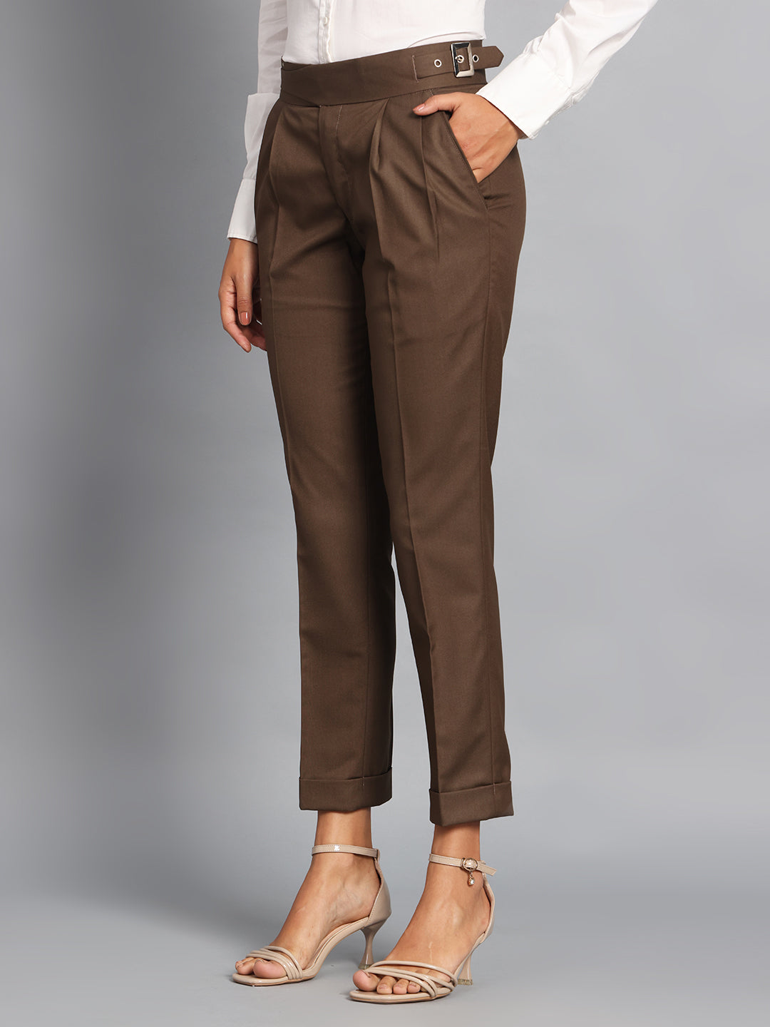 Classic Buckle Coffee Brown Ladies Gurkha Pant