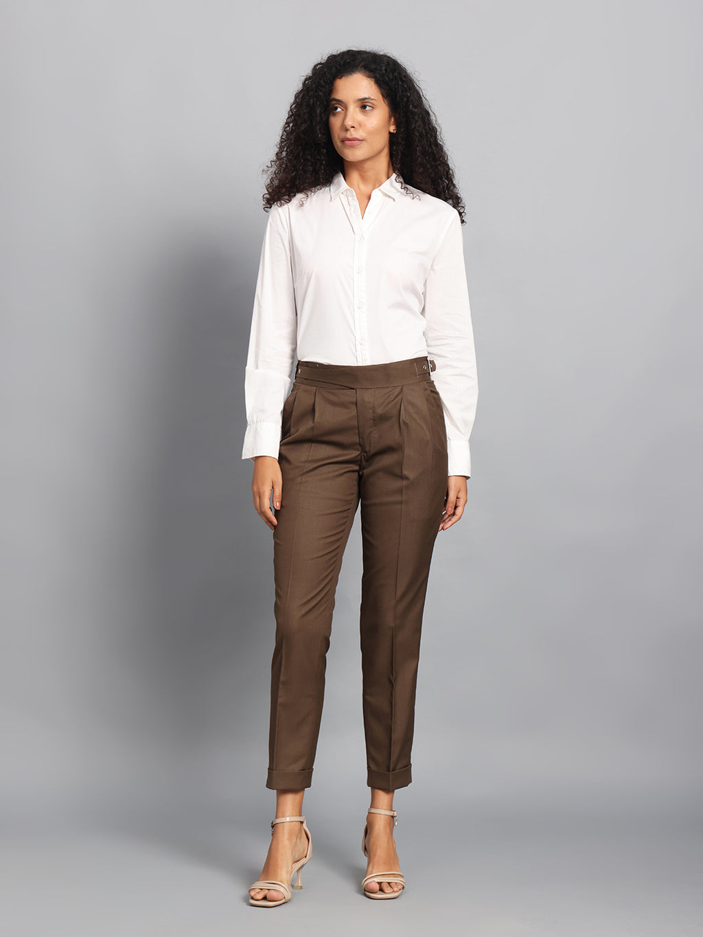 Classic Buckle Coffee Brown Ladies Gurkha Pant