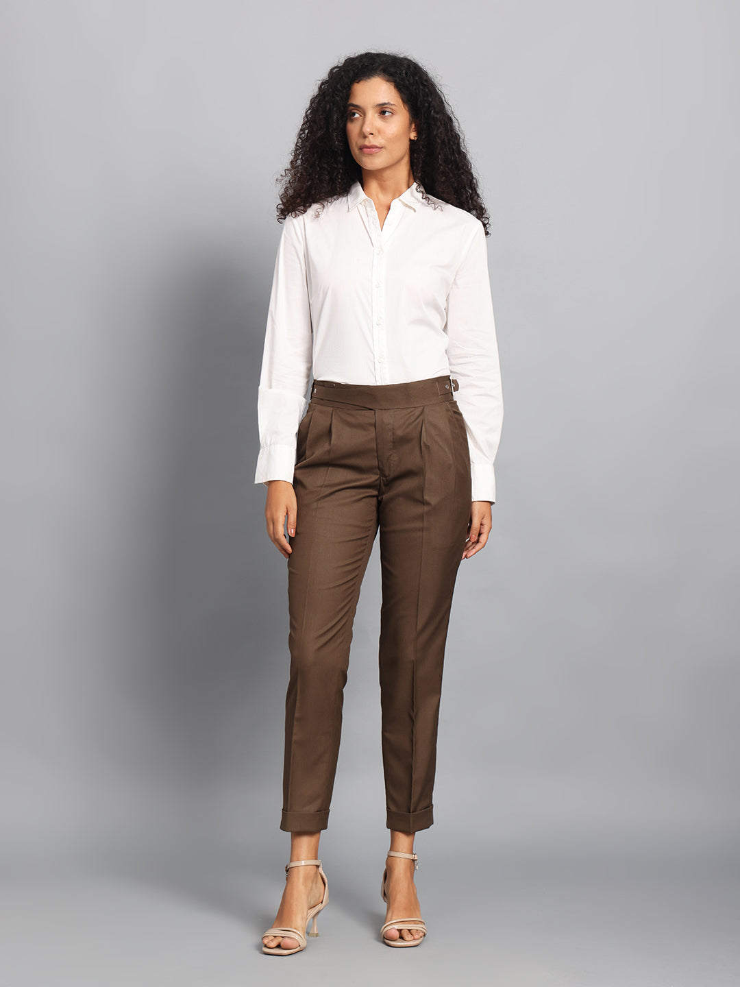 Classic Buckle Coffee Brown Ladies Gurkha Pant