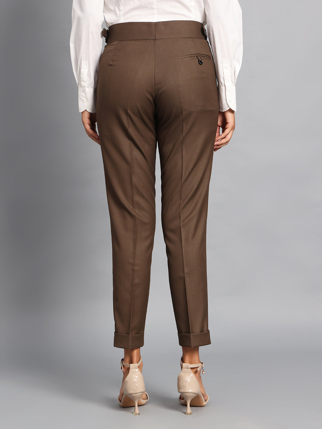 Classic Buckle Coffee Brown Ladies Gurkha Pant