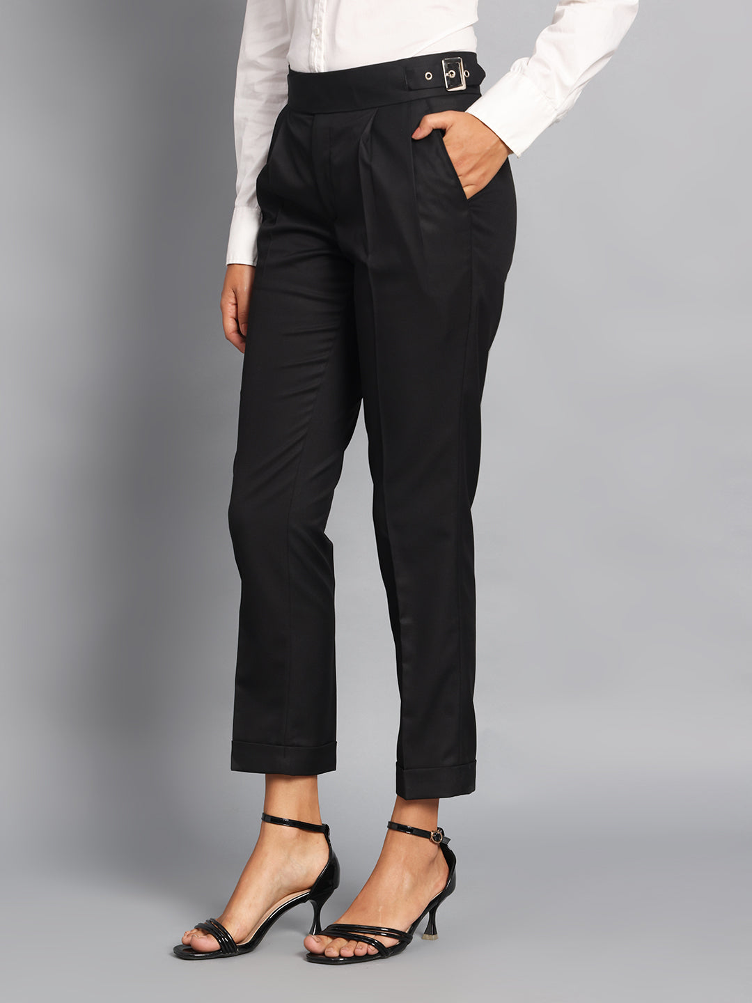 Classic Buckle Royal Black Ladies Gurkha Pant