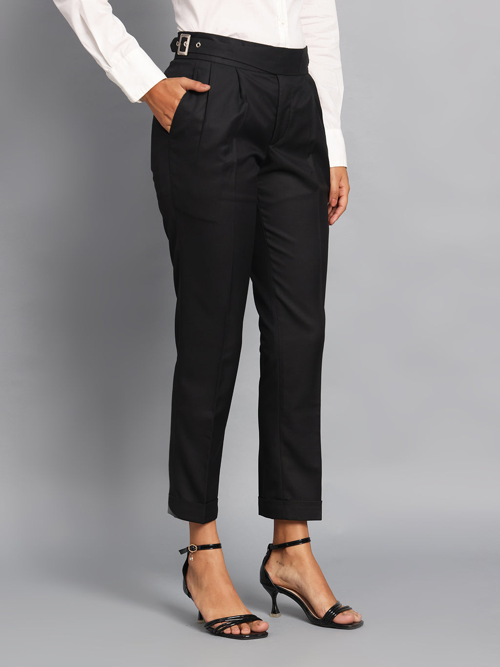 Classic Buckle Royal Black Ladies Gurkha Pant