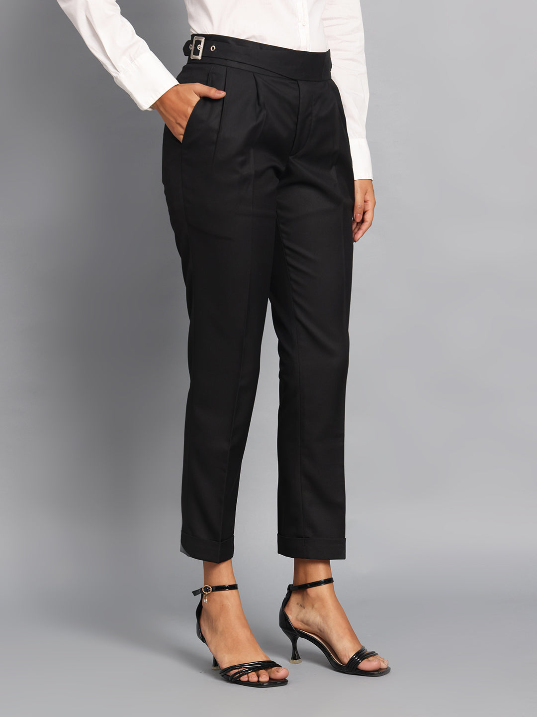Classic Buckle Royal Black Ladies Gurkha Pant