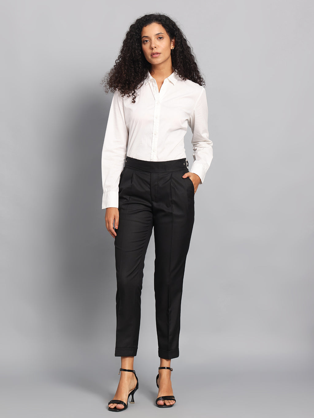 Classic Buckle Royal Black Ladies Gurkha Pant