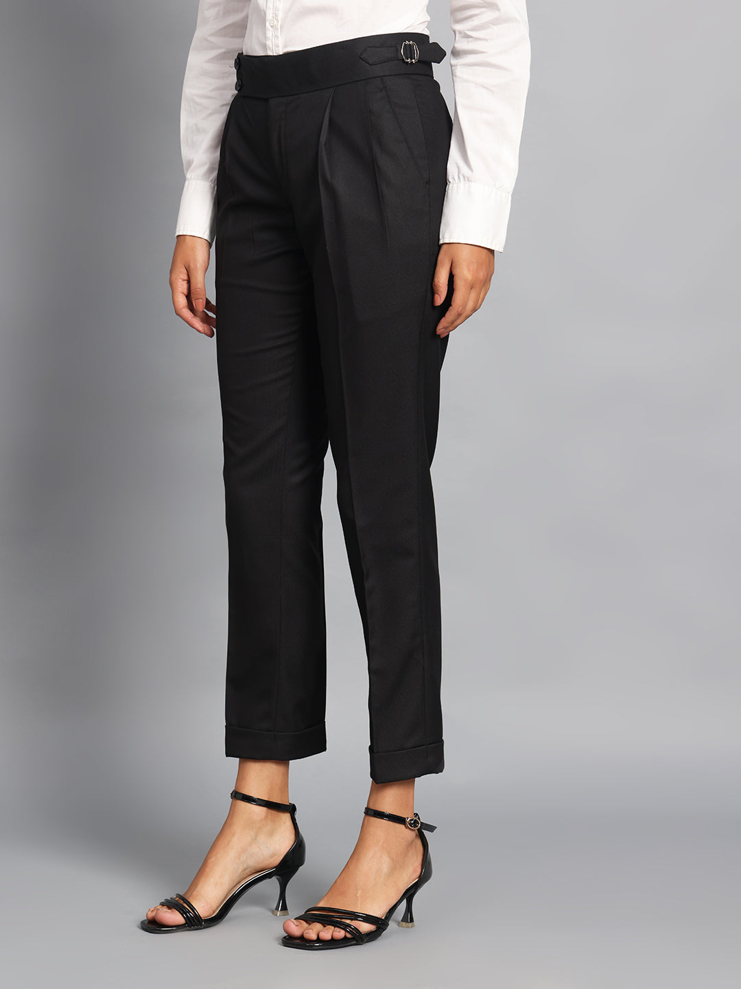 Double Button Royal Black Ladies Gurkha Pant