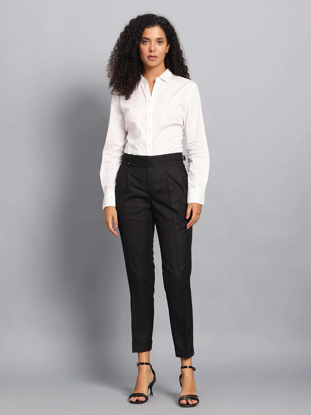 Double Button Royal Black Ladies Gurkha Pant
