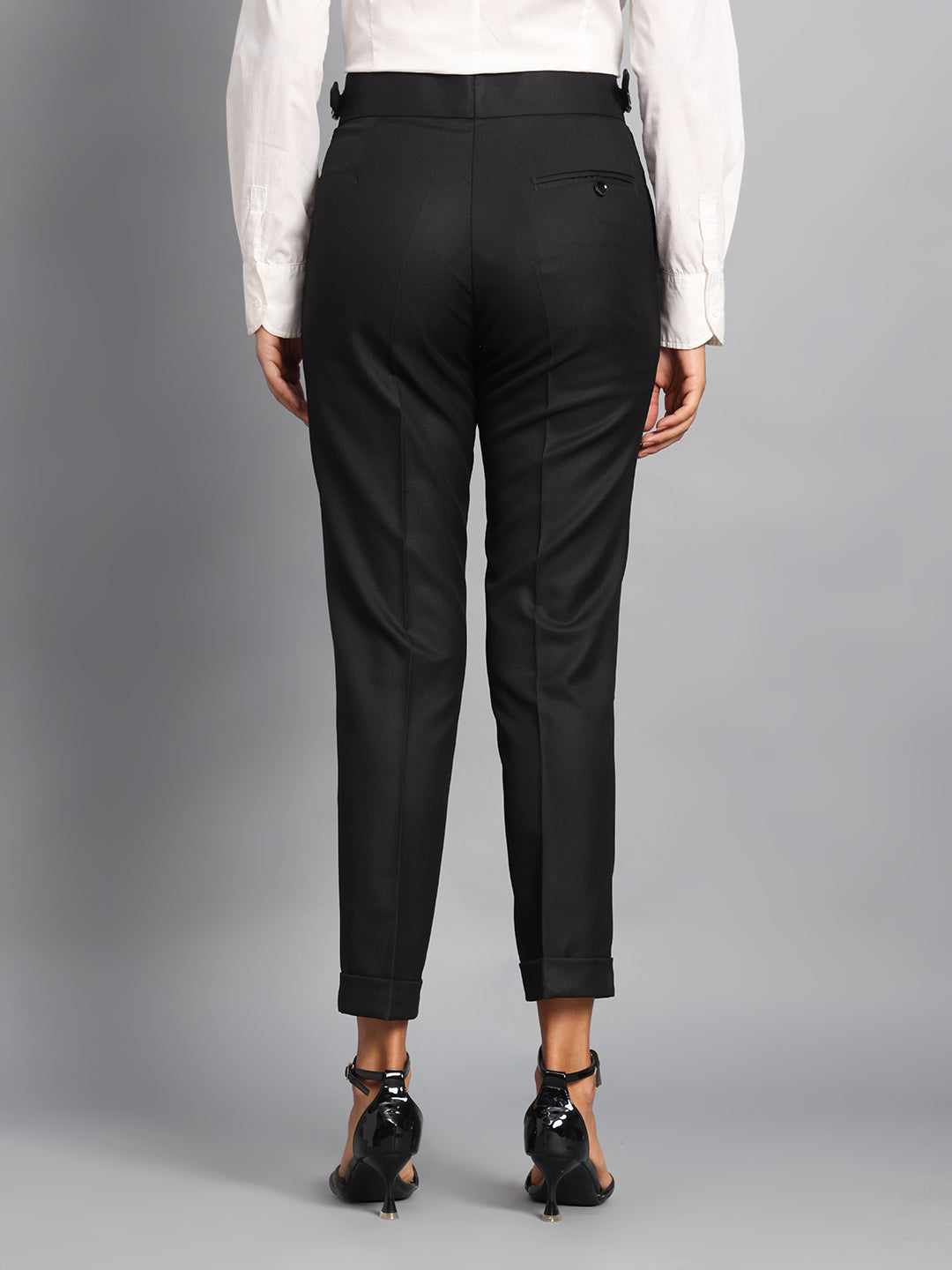 Double Button Royal Black Ladies Gurkha Pant