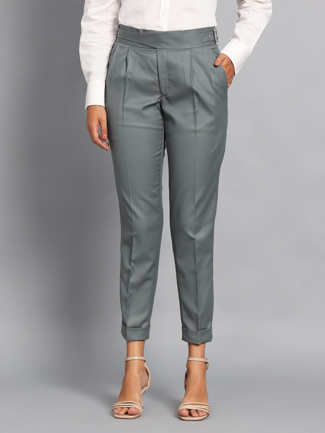 Classic Buckle Olive Green Ladies Gurkha Pant