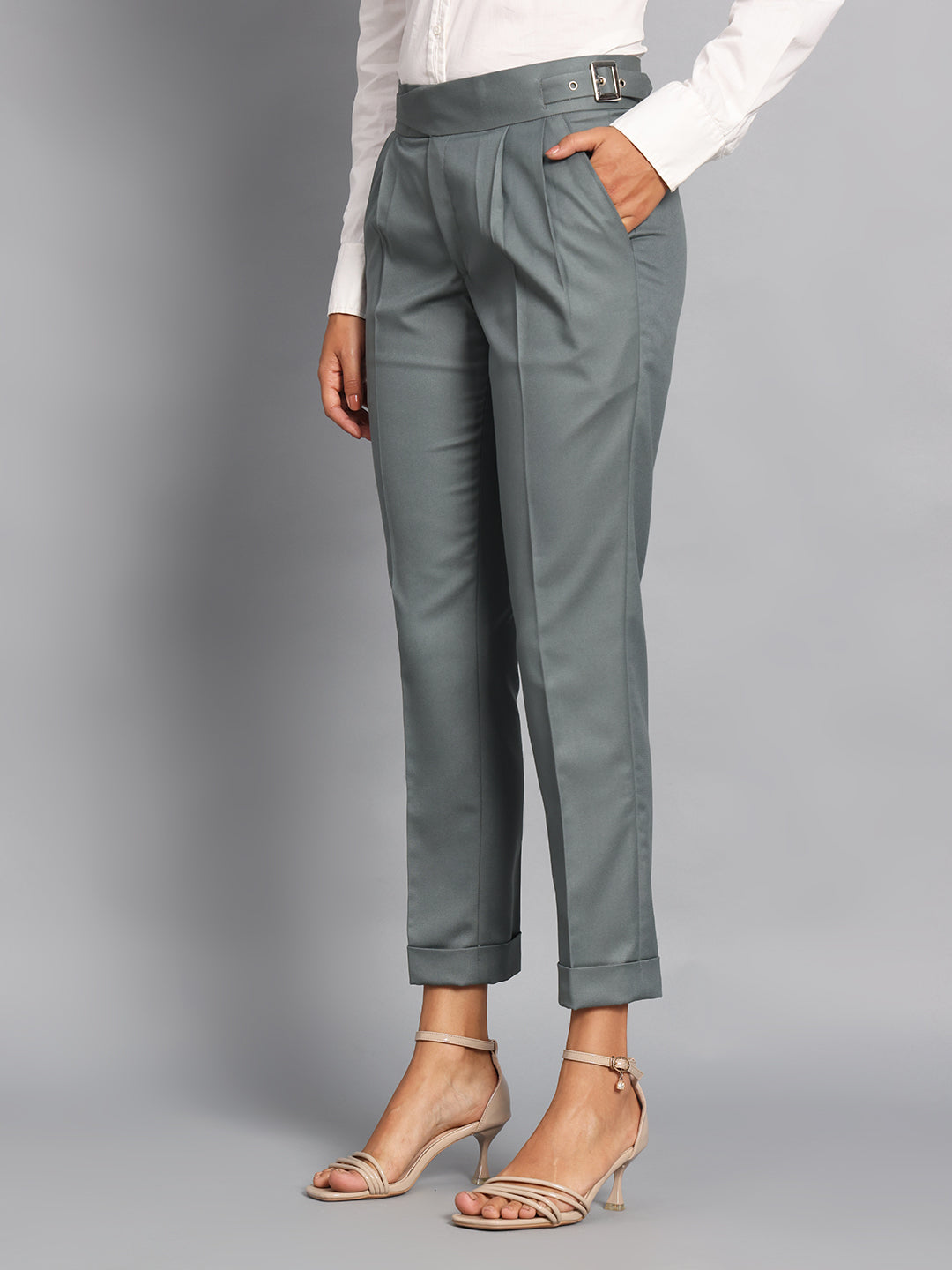 Classic Buckle Olive Green Ladies Gurkha Pant