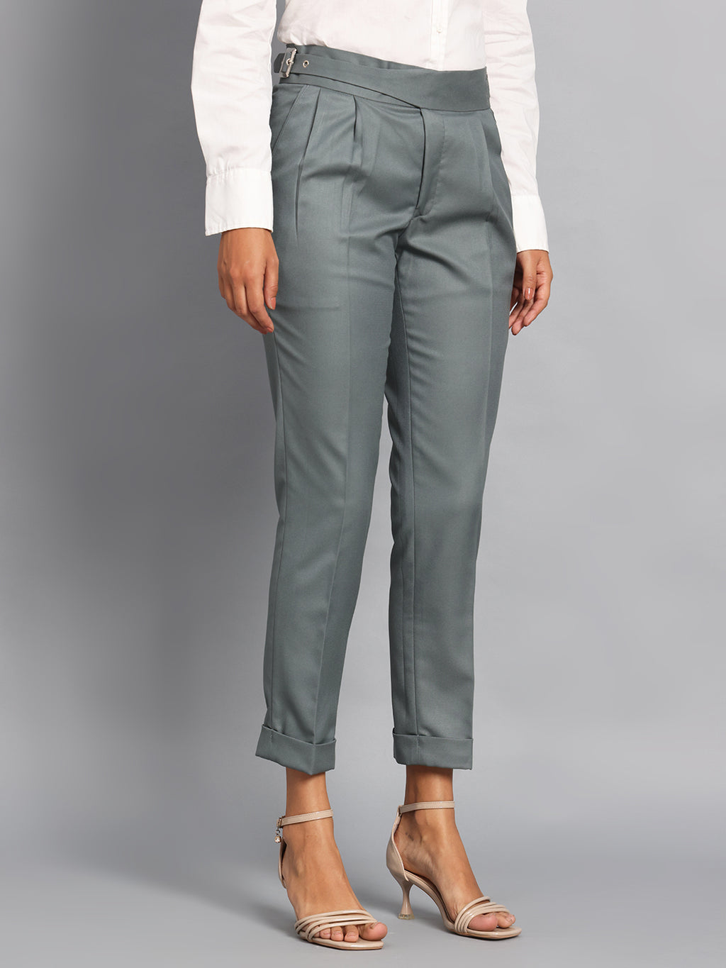 Classic Buckle Olive Green Ladies Gurkha Pant