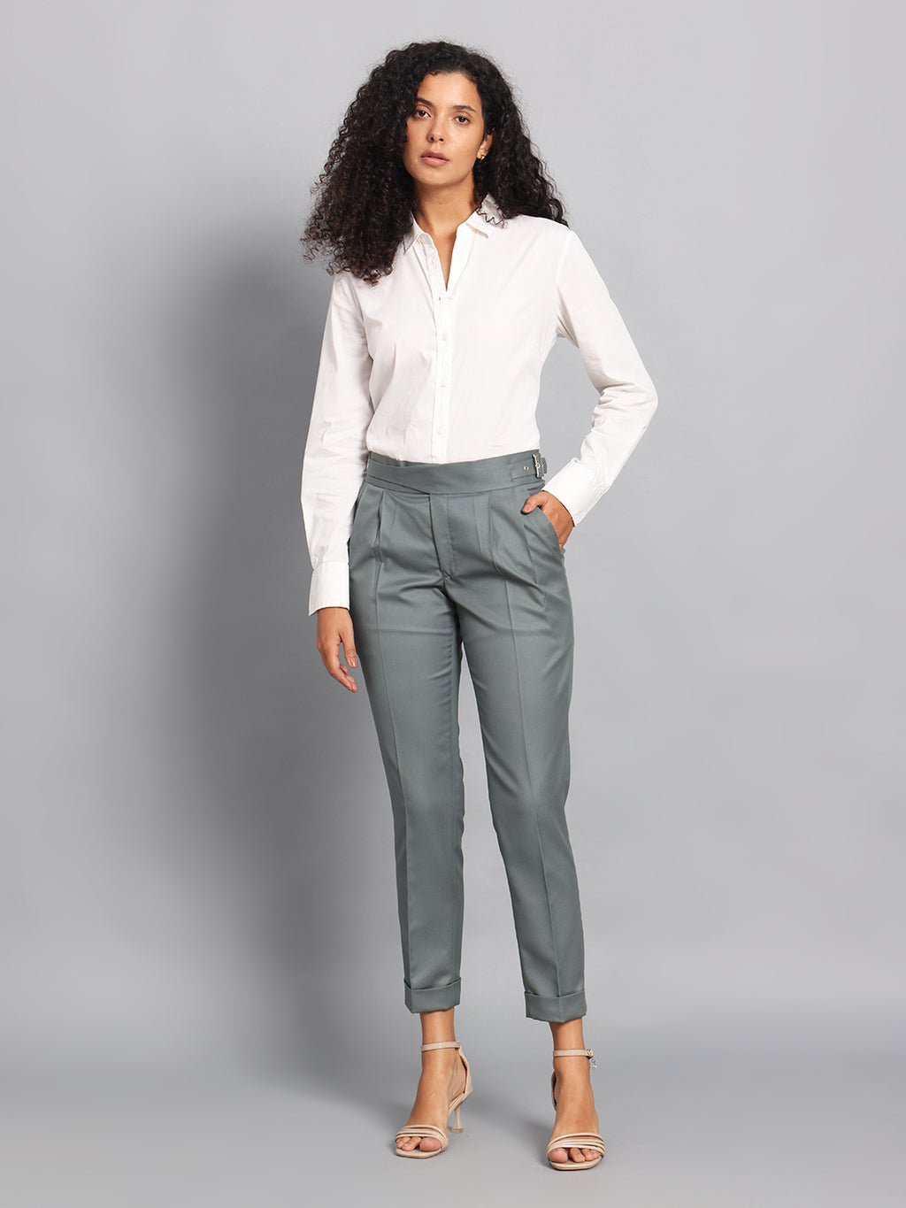 Classic Buckle Olive Green Ladies Gurkha Pant
